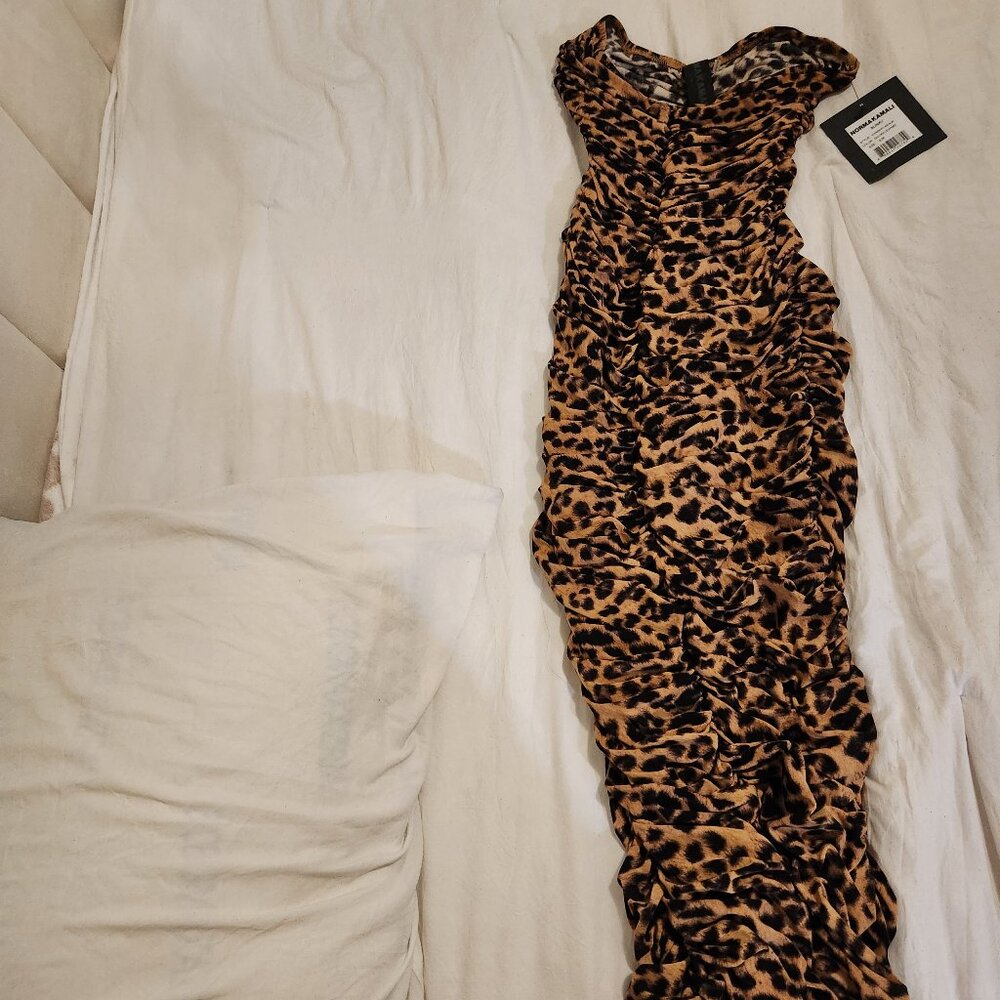 Norma Kamali leopard slinky dress S